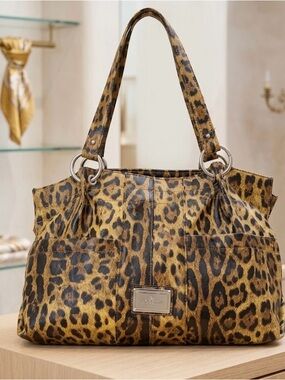 Rosetti Leopard Print Shoulder Bag - Black and Brown